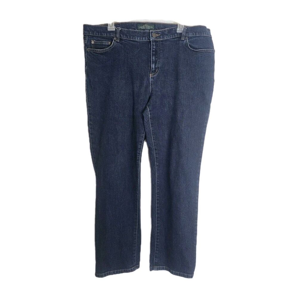 Lauren Ralph Lauren Jeans Women Plus Size 16W Straight High Rise Dark Wash Blue